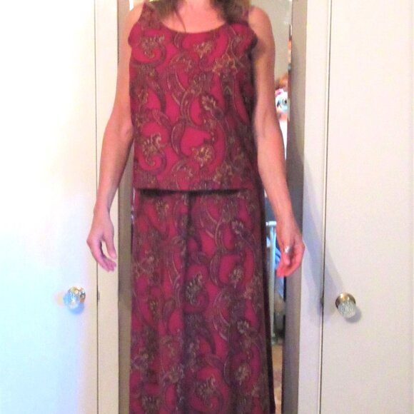 JONES STUDIO LOVELY SKIRT & VEST SET, PAISLEY, CANADA MADE - Picture 1 of 6